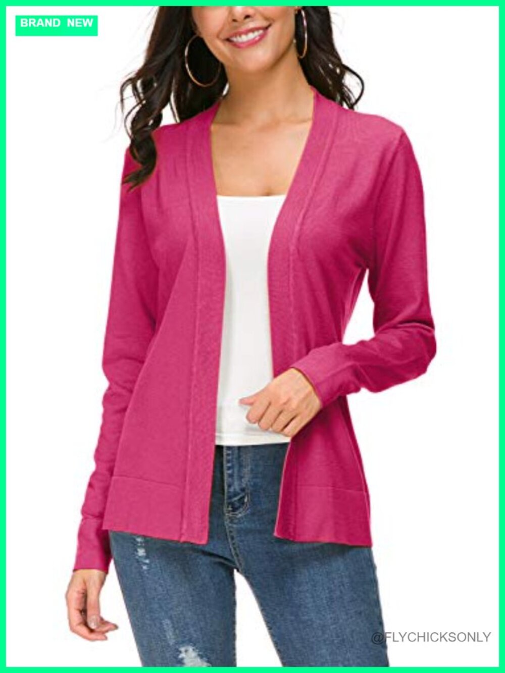 Open Front Knit Cardigan Long Sleeve Shawl Collar Lightweight Pullover